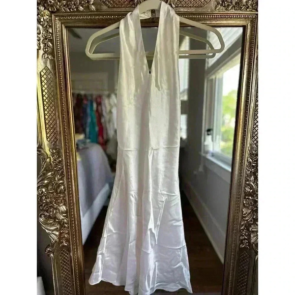 Natalie Rolt Effie Silk Bias Cut Mini Halter Dress in White Size 8 NEW NWT* - Picture 7 of 11